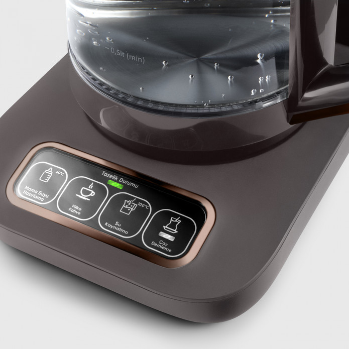 Karaca Çaysever Robotea Pro 4 in 1 Cam Çay Makinesi Walnut Brown