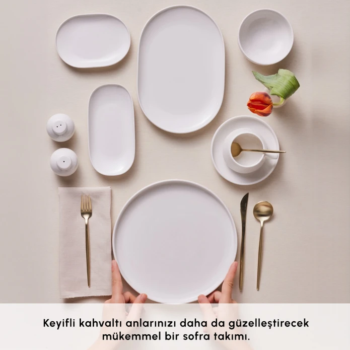 Karaca Stream Bone Meridian 34 Parça 6 Kişilik Kahvaltı Takımı Beyaz