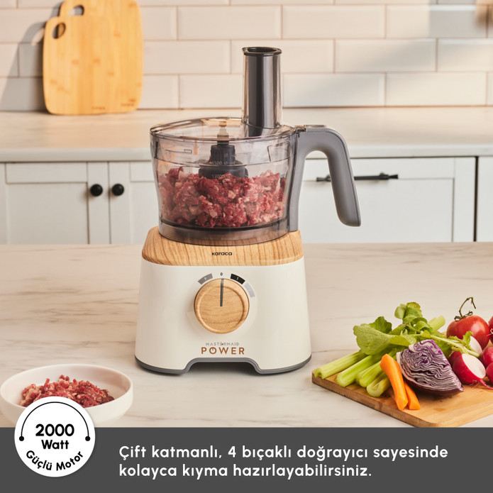 Karaca Mastermaid Power Multifunctional 10 in 1 Mutfak Robotu 2000W Wood Craft
