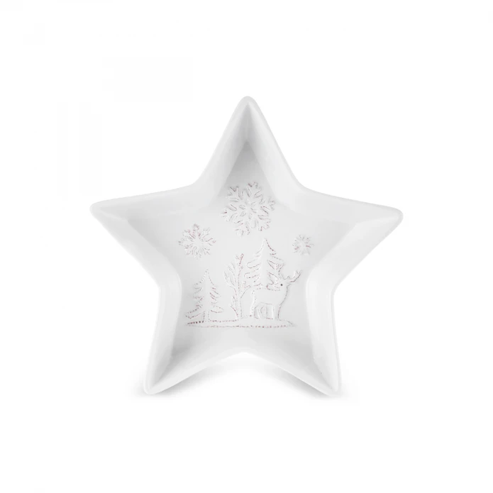 Karaca New Year Yılbaşı Snowy Star Çerezlik 24 Cm Beyaz