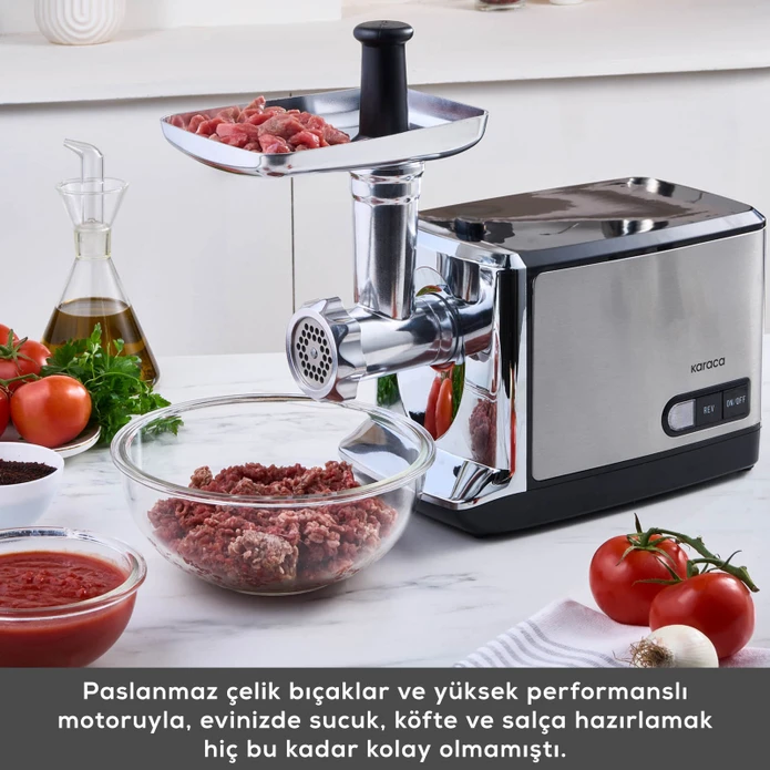 Karaca Inox Kıyma Makinesi 1201 (Salça Sucuk Sosis ve İçli Köfte Aparatlı)