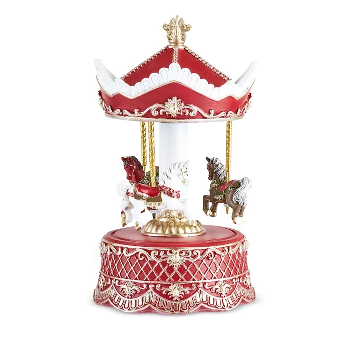 Karaca New Year Yılbaşı Carousel Hareketli ve Müzikli Obje 12,4x23 cm