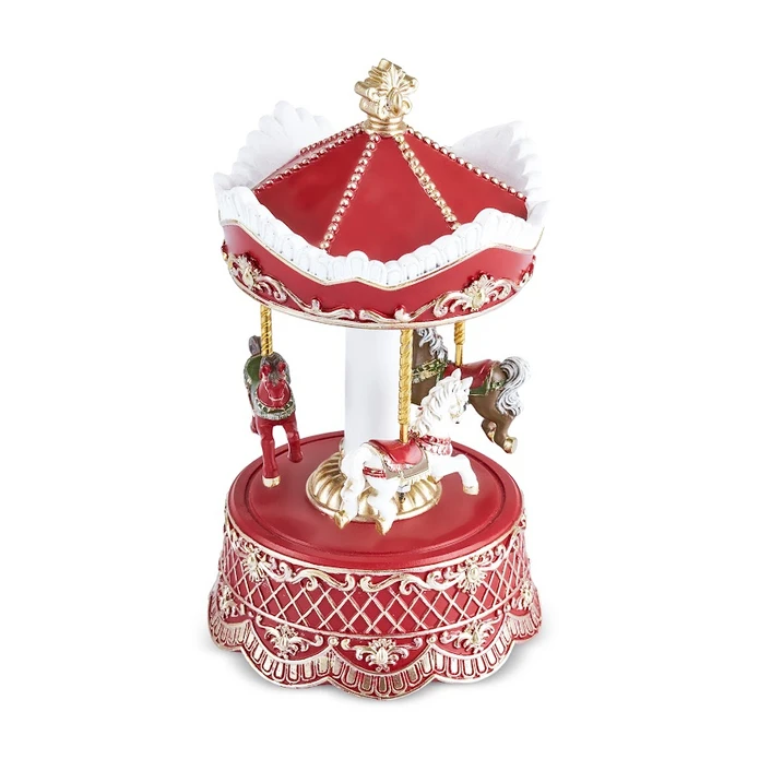 Karaca New Year Yılbaşı Carousel Hareketli ve Müzikli Obje 12,4x23 cm