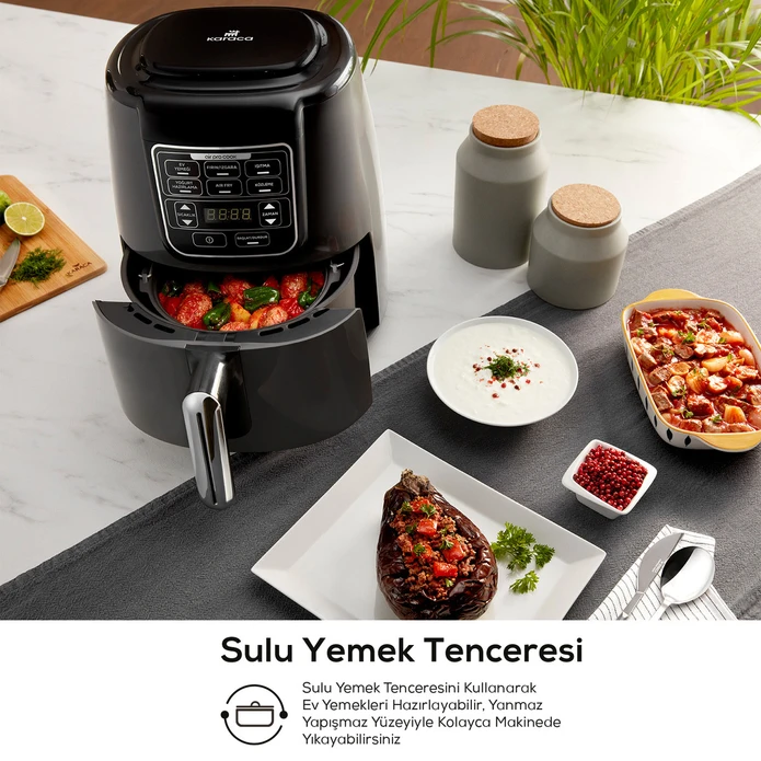 Karaca Air Pro Cook 3 in 1 XL Ev Yemeği, Közleme, Airfryer Wood Craft 4 Kişilik