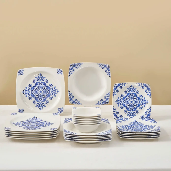 Karaca Square Bone Miranda 24 Parça 6 Kişilik Yemek Takımı