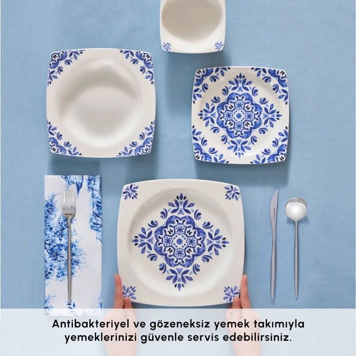 Karaca Square Bone Miranda 24 Parça 6 Kişilik Yemek Takımı