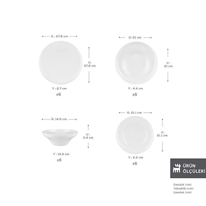 Karaca Stream Bone Selene 24 Parça 6 Kişilik Yemek Takımı