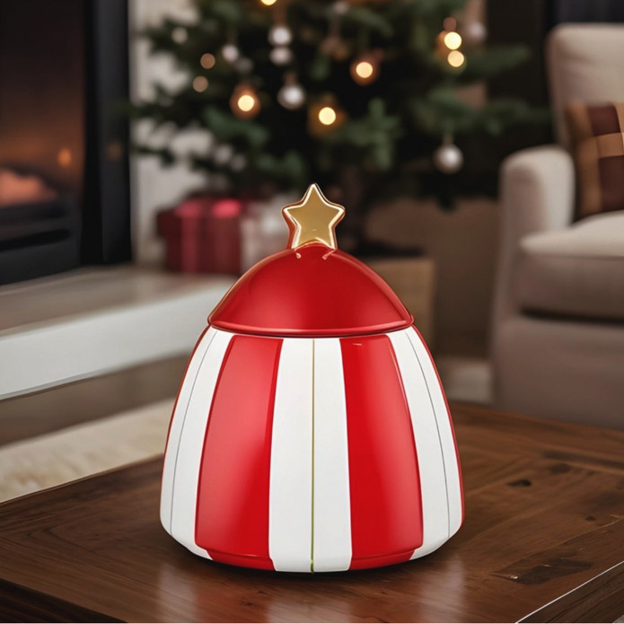 Karaca New Year Yılbaşı Candy Stripe Saklama Kabı 14 Cm