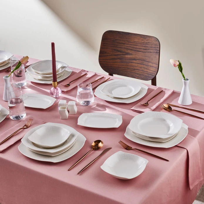 Karaca Square Bone Fancy 53 Parça 12 Kişilik Yemek Takımı