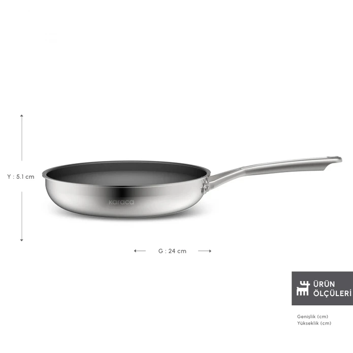 Karaca Plasma Steel 3Ply İndüksiyon Tabanlı Çelik Tava 24 Cm