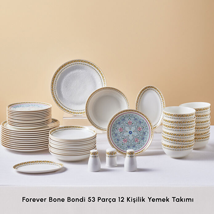 Karaca Forever Bone Bondi 53 Parça 12 Kişilik Yemek Takımı