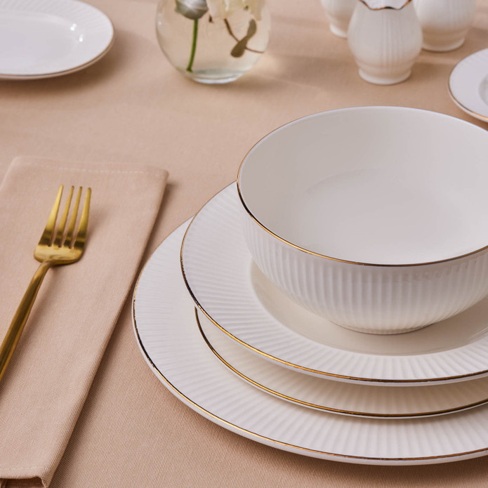 Karaca Elegance Bone Massimo 53 Parça 12 Kişilik Yemek Takımı Gold