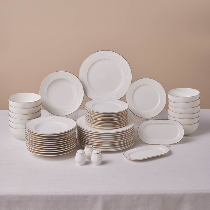 Karaca Elegance Bone Massimo 53 Parça 12 Kişilik Yemek Takımı Gold