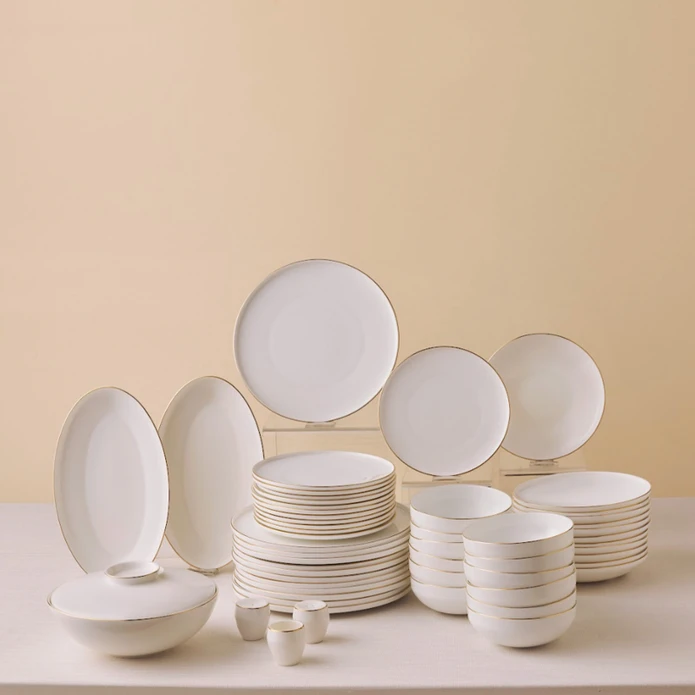 Karaca Fine Bone Meridian 55 Parça 12 Kişilik Yemek Takımı Gold 