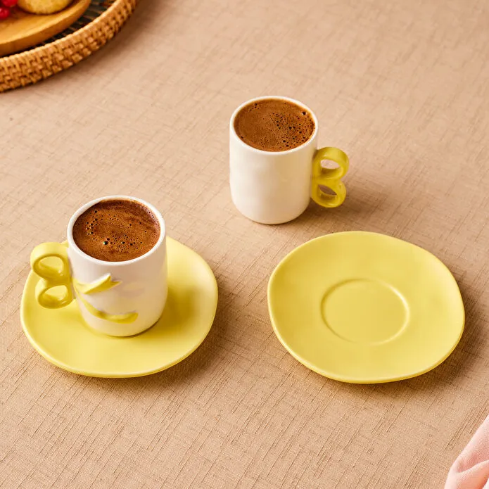 Karaca Ribbon 2 Kişilik Kahve Fincanı 110 ml Sarı