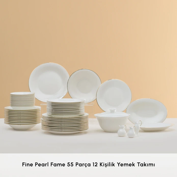 Karaca Fine Pearl Fame 55 Parça 12 Kişilik Yemek Takımı Gold 