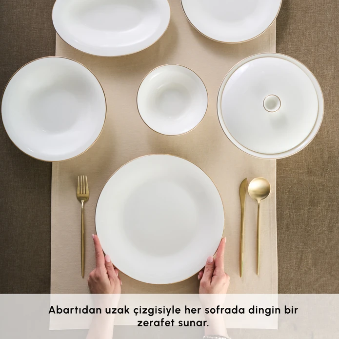 Karaca Fine Pearl Fame 55 Parça 12 Kişilik Yemek Takımı Gold 