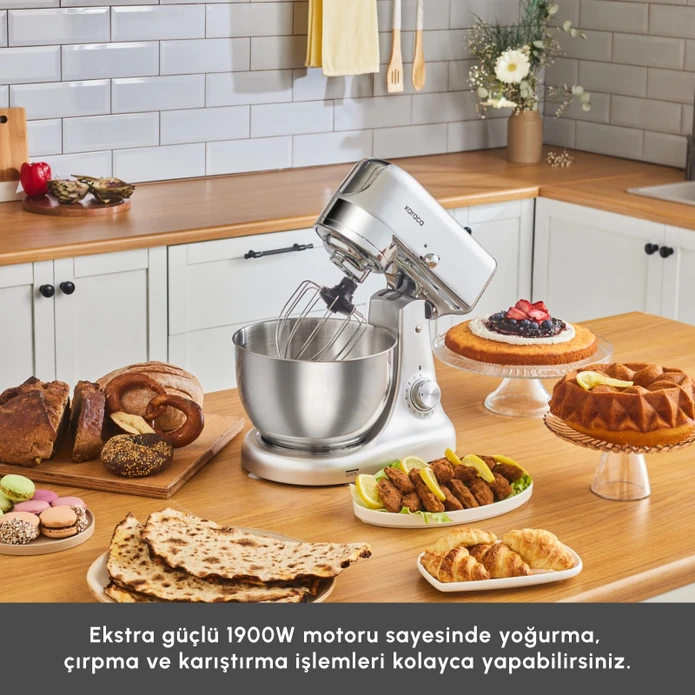Karaca Multicast Plus Döküm Kıyma Çekme/Sucuk-Sosis/İçli Köfte/ Kurabiye Aparatlı Hamur Yoğurma Makinesi Silver 5L 