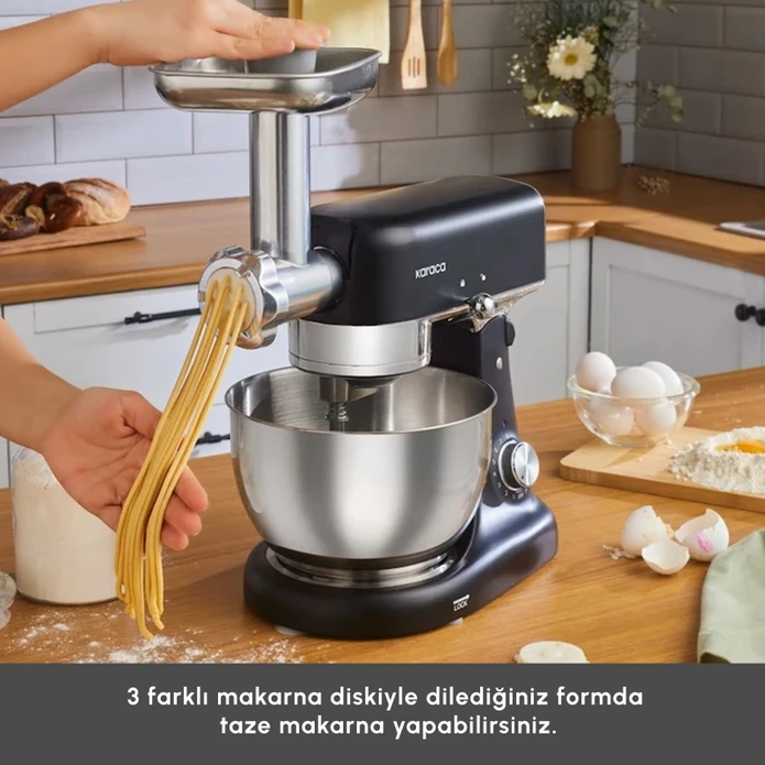 Karaca Multicast Plus Döküm Kıyma Çekme/Sucuk-Sosis/İçli Köfte/ Kurabiye Aparatlı Hamur Yoğurma Makinesi Black 5L