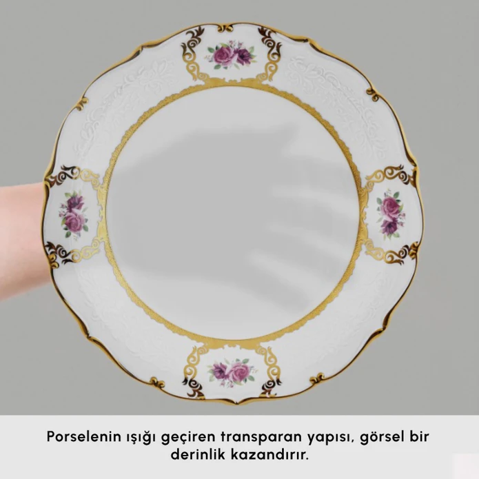 Karaca Royal Bone Elizabeth 55 Parça 12 Kişilik Yemek Takımı Gold 