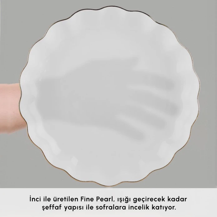 Karaca Fine Pearl Extra Shell 55 Parça 12 Kişilik Yemek Takımı Gold