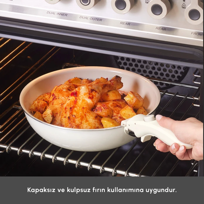 Karaca Swiss Crystal Almond Cream Easy Clip 7 Parça İndüksiyon Tabanlı Tencere Seti