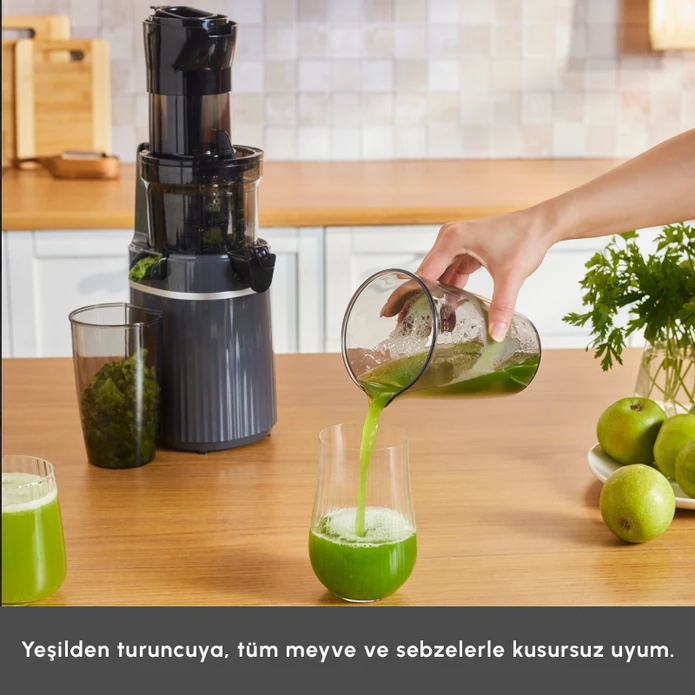 Karaca Fresh Press Slow Juicer Yavaş Sıkım Katı Meyve Sıkacağı Antrasit