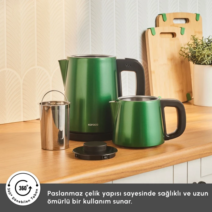 Karaca Tea Break 2 in 1 Çelik Çay Makinesi Emerald Green