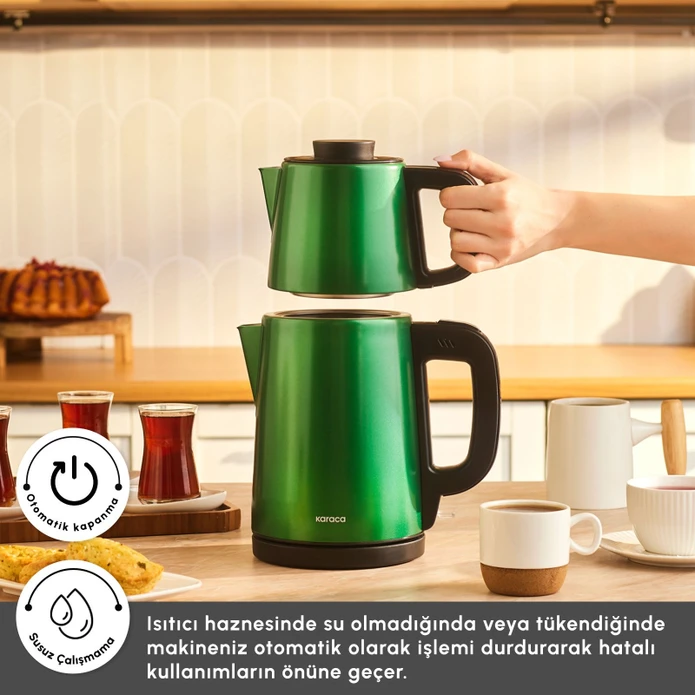 Karaca Tea Break 2 in 1 Çelik Çay Makinesi Emerald Green