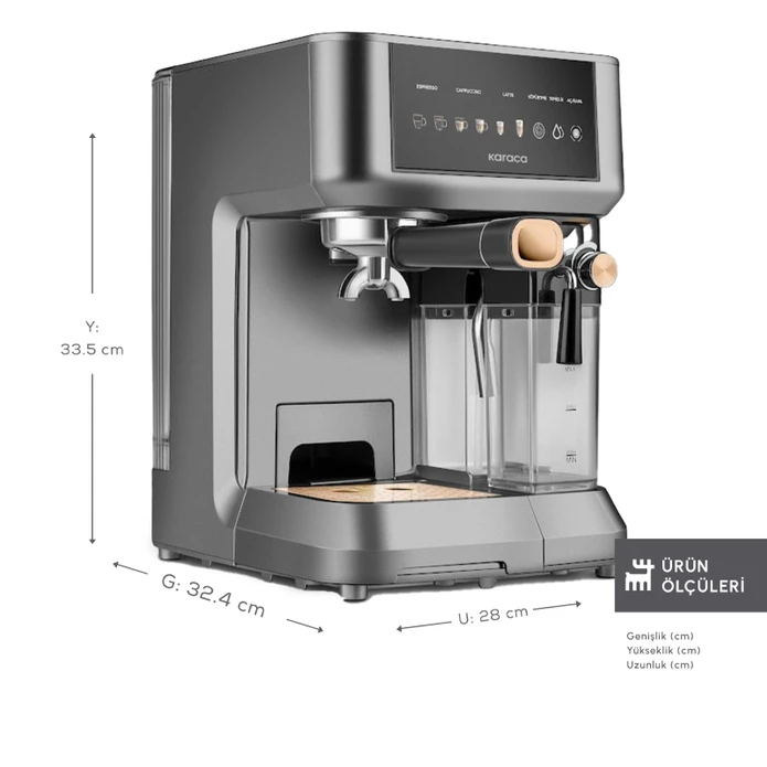 Karaca MyCaffe Barista S10 Entegre Süt Hazneli, Espresso, Latte ve Cappuccino Makinesi Copper