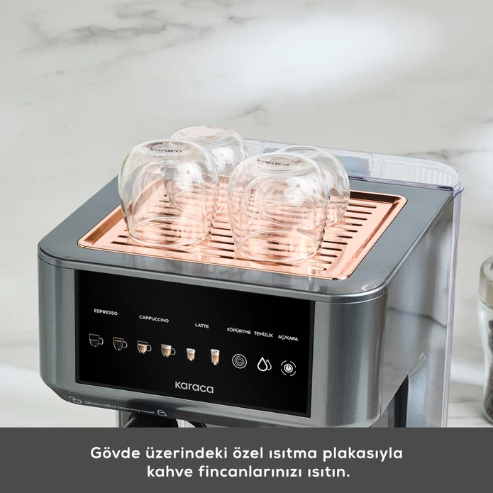 Karaca MyCaffe Barista S10 Entegre Süt Hazneli, Espresso, Latte ve Cappuccino Makinesi Copper