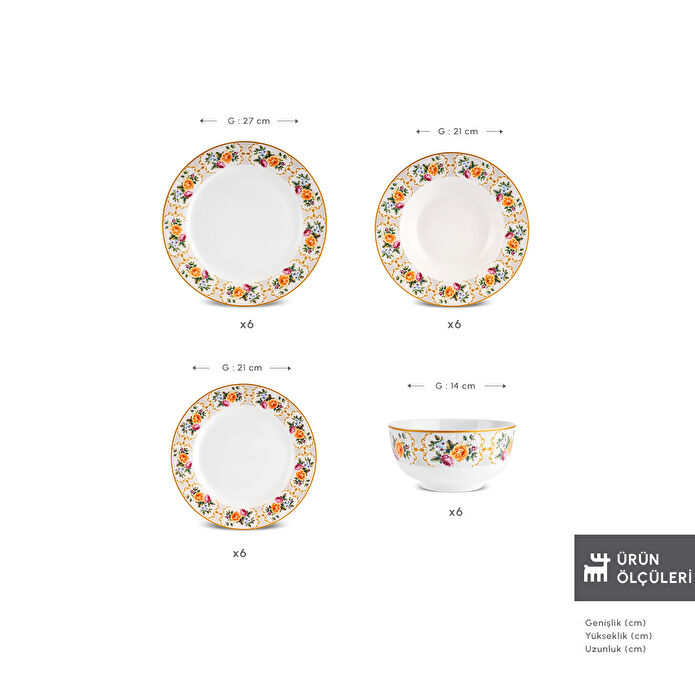 Karaca Forever Bone Viyan 24 Parça 6 Kişilik Yemek Takımı