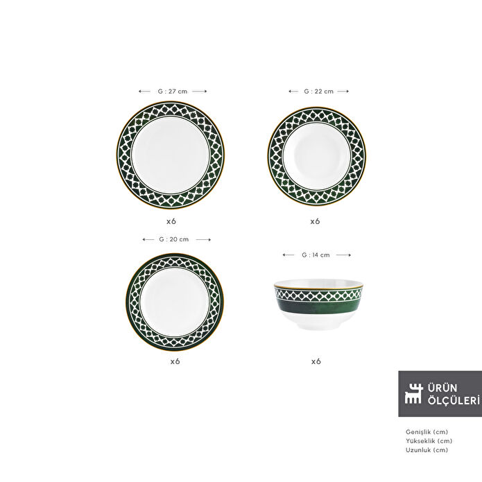 Karaca Forever Bone Bangu 24 Parça 6 Kişilik Yemek Takımı 