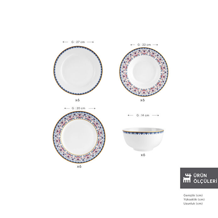 Karaca Forever Bone Melen 24 Parça 6 Kişilik Yemek Takımı