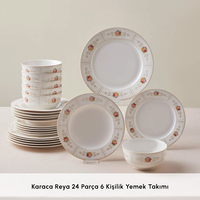 Karaca Forever Bone Reya 24 Parça 6 Kişilik Yemek Takımı