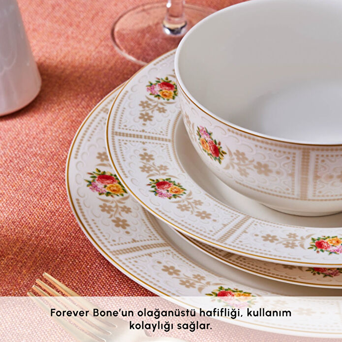 Karaca Forever Bone Reya 24 Parça 6 Kişilik Yemek Takımı