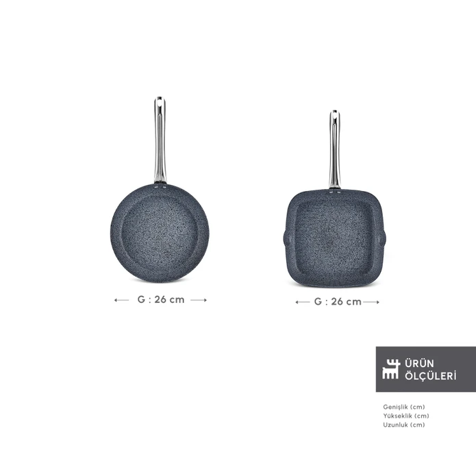 Karaca Biogranit Monet 2 Parça Tava Grill Set Siyah 