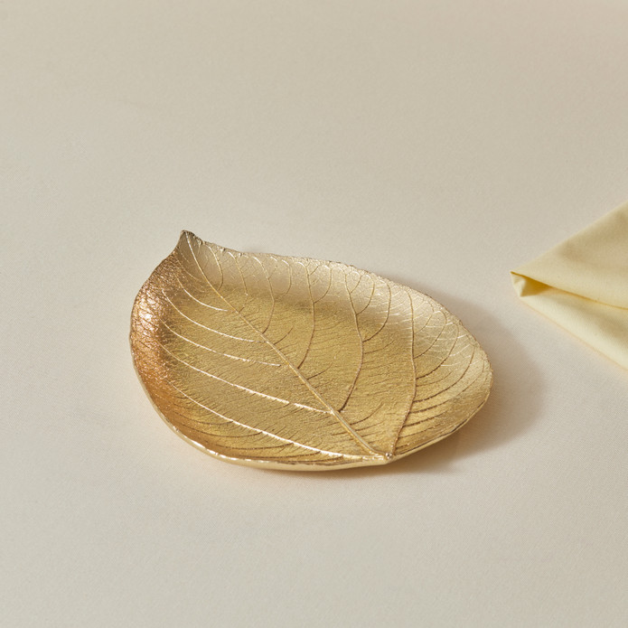 karaca Leaf Dekoratif Tabak Gold 24x18x2,5 cm