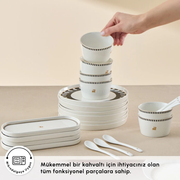 Karaca Stream Bone Kore 22 Parça 6 Kişilik Kahvaltı Takımı