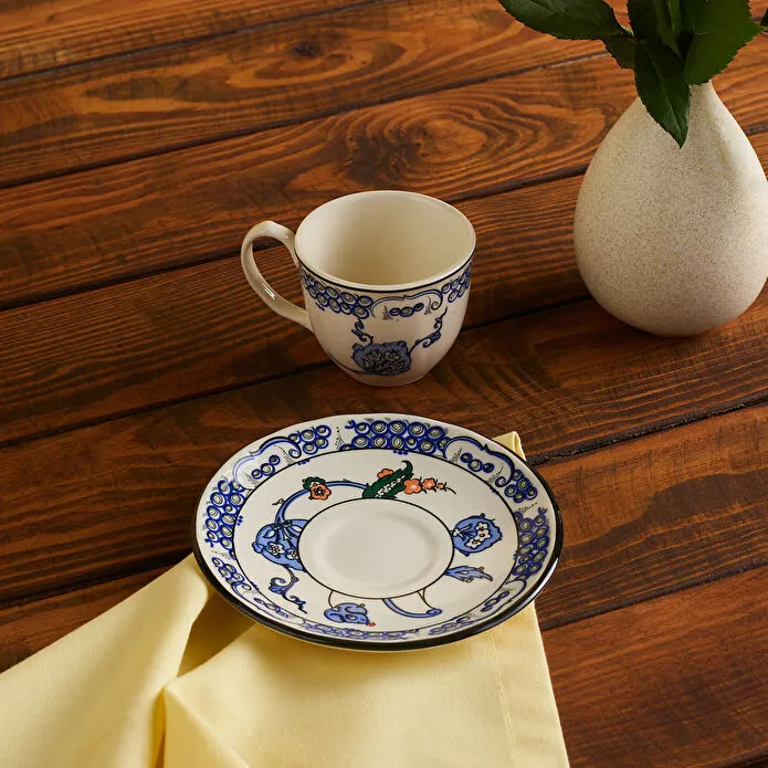 Karaca x Ömür Akkor İznik Hatai Kahve Fincanı ve Tabağı 90 ml