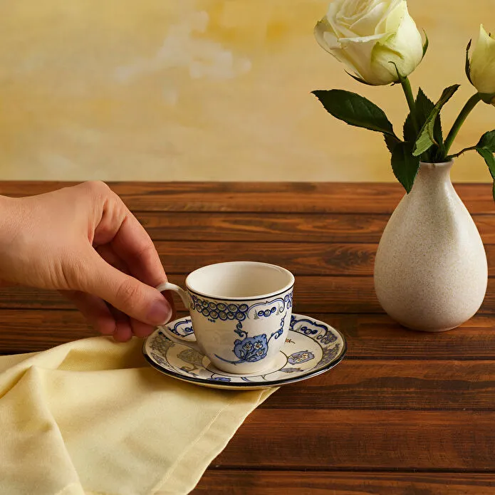 Karaca x Ömür Akkor İznik Hatai Kahve Fincanı ve Tabağı 90 ml