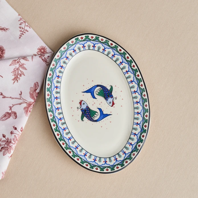 Karaca x Ömür Akkor İznik Balık Kayık Tabak 25 cm