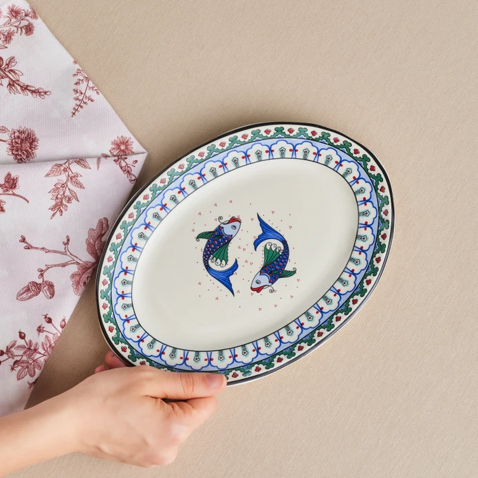 Karaca x Ömür Akkor İznik Balık Kayık Tabak 25 cm