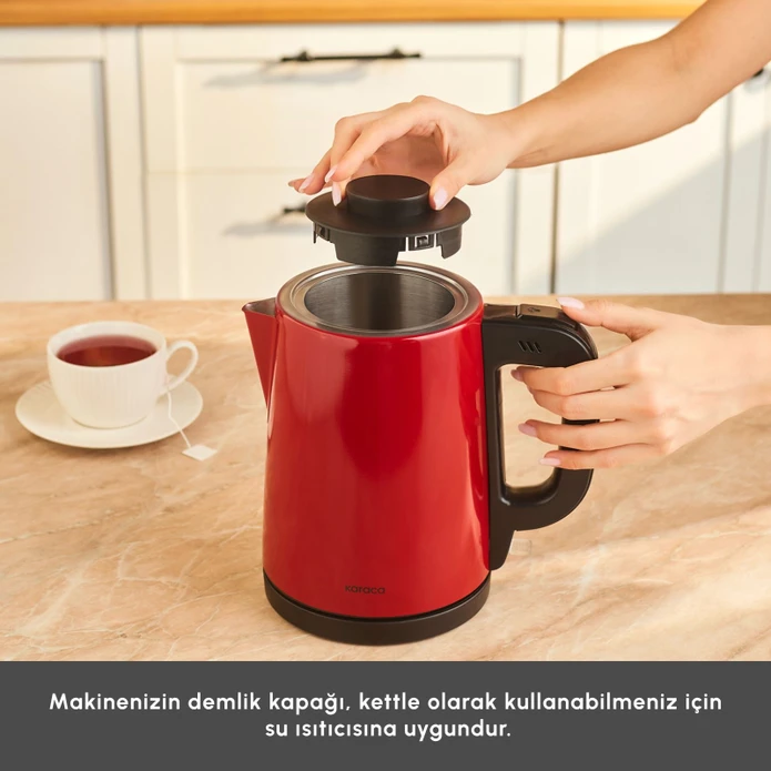 Karaca Tea Break 2 in 1 Çelik Çay Makinesi Rudolph Red