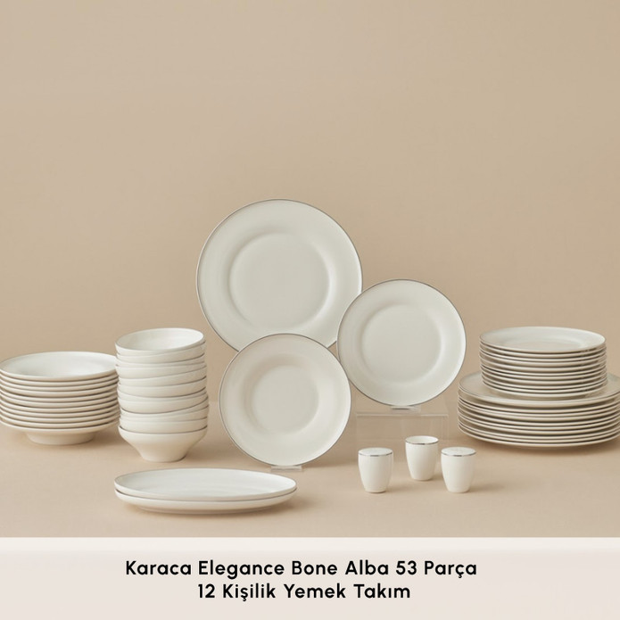 Karaca Elegance Bone Alba 53 Parça 12 Kişilik Yemek Takımı