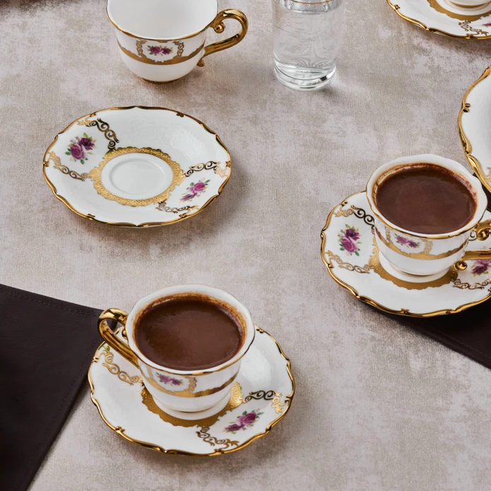 Karaca Royal Bone Elizabeth 6 Kişilik Kahve Fincan Takımı 90 Ml