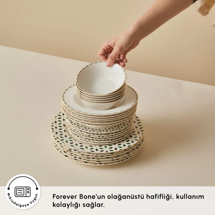 Karaca Forever Bone Almond Tropez 24 Parça 6 Kişilik Yemek Takımı