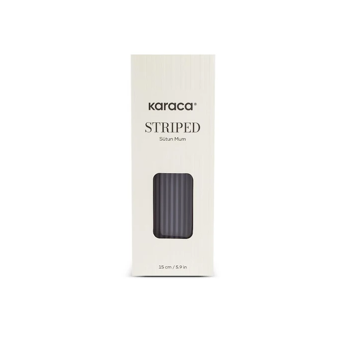 Karaca Striped Tırtıklı Sütun Mum 15 cm Antrasit