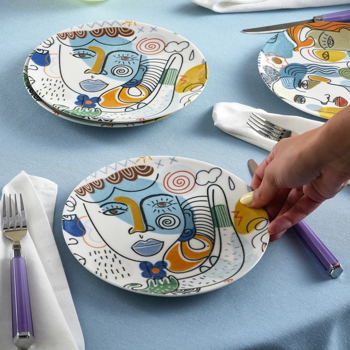 Karaca Feliz 6 Parça Porselen Pasta Seti 19 cm