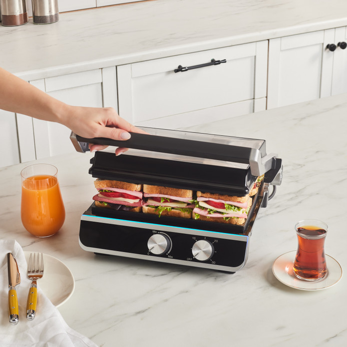 Karaca Nova Grill 6 Dilim Kapasiteli Inox Gövdeli Zaman Ayarlı Izgara ve Tost Makinesi 2000W